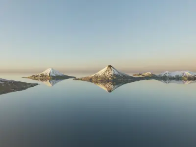 Aleutian snowy volcano islands 3D model