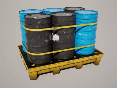  Oil Barrel Pallet Low-poly 3D model