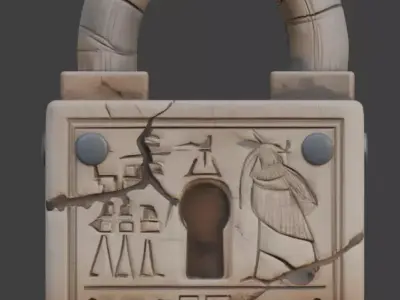 Ancient Egyptian Stone Locking Mechanism Low-poly 3D model
