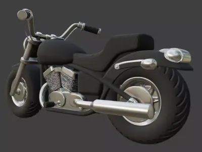 Cartoon Black Motorcycle 3D Model 3D model purchase