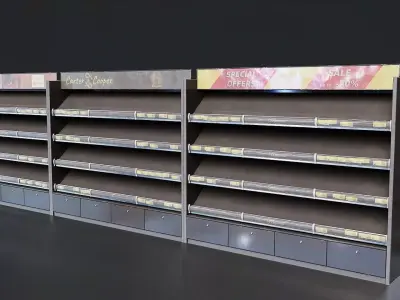 Supermarket Metal Shelf Display Set Low-poly 3D model