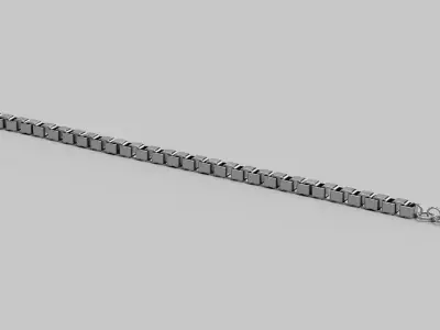 Link Chain V7 - Silver Box Style Bracelet 3D model