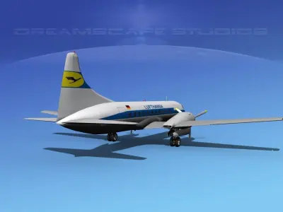 Convair CV-340 Lufthansa 3D model