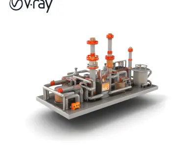 Industrial Oil Refinery Modular Kitbash model pack Low-poly 3D model
