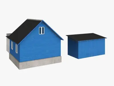 House with garage Free low-poly 3D model