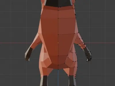 Low Poly Squirrel polygonal fox Low-poly 3D model