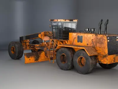 Old Generic Motor Grader Low-poly 3D model