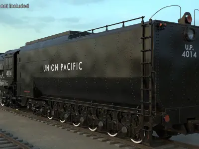 Locomotive Big Boy with Trailed Tender Rigged 3D model