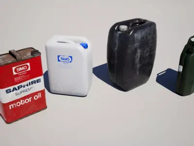  Oil Canister Pack Low-poly 3D model