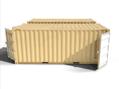 20ft Cargo Container Military Beige Low-poly 3D model