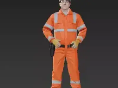 24 - Railway Construction Worker Figure - Realistic Saf 3D print model
