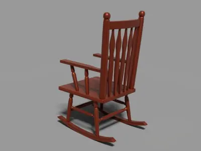 Wooden Rocking Chair Low-poly 3D model