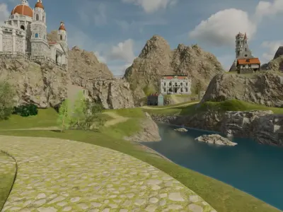 Riverside Village 3D model