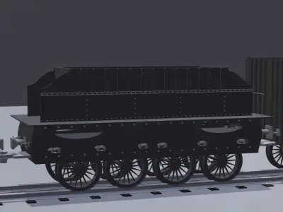 Train Locomotive with wagon 3D model