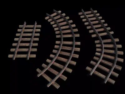 Train Track Low-poly 3D model