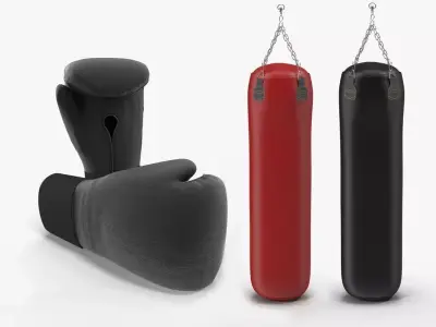 Boxing Bag And Gloves Generic Collection 2 3D Model Pack