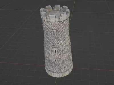 Castle Turret - Stone Embattlement Tower - Fortress Model Low-poly 3D model