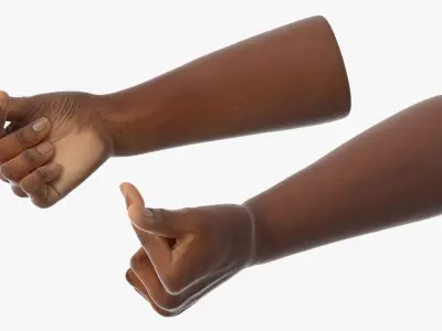 Black Male Hand Pair with Finger Heart Gesture 3D model