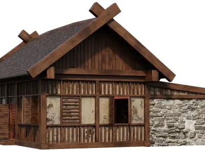 Old Medieval Building House 4K Textures GameReady 59 Low-poly 3D model