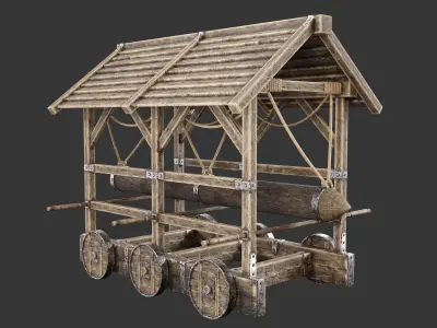 Medieval Siege Engine Battering Ram Low-poly 3D model