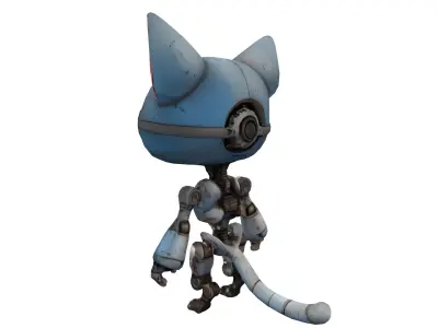 Circuit the Cyborg Cat Low-poly 3D model