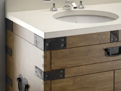 HEIRLOOM SILVER Double washbasin Restoration Hardware 3D model