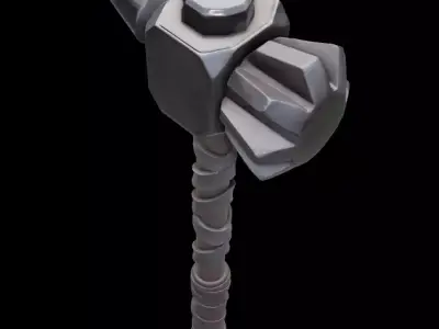 War Hammer Flanged Head Low-poly 3D model