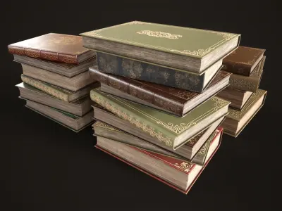 Set Vintage Books Low-poly 3D model