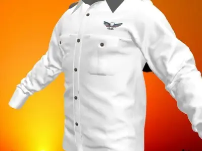 White Airforce Shirt Low-poly 3D model