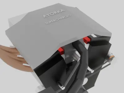 Supercharged V6 Engine  Free low-poly 3D model