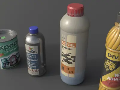 Industrial liquids and chemicals colection Low-poly 3D model