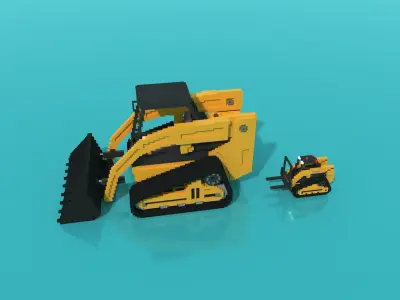 Mini Front Loader Vehicle Voxel 3D model