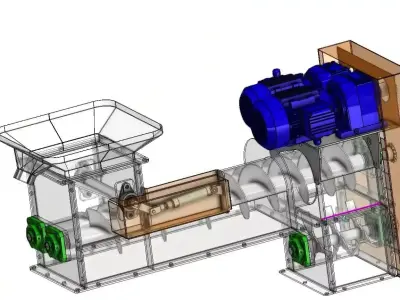 Twin Screw Conveyor - Efficient Material Mixing System 3D model
