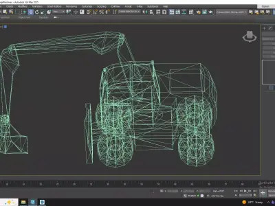 Excavator Construction Loader TW160 Simplified Low-poly 3D model