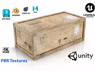 wooden crate PBR 4K Low-poly 3D model 9