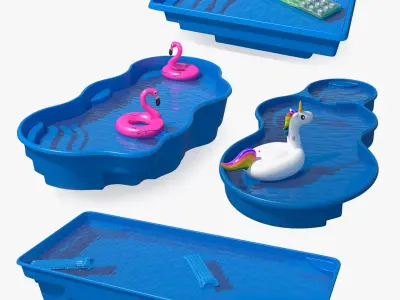 Swimming Pools with Inflatable Pool Floats Collection 2 3D model