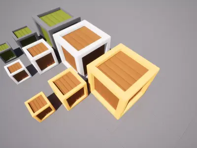 Stylized Wooden Crate Pack Low-poly 3D model