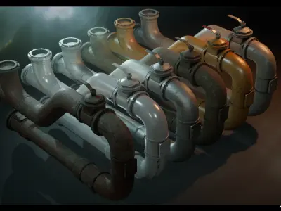 Modular Pipes Pack Vol 01 Low-poly 3D model