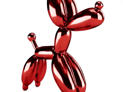 Red Dog Balloon Pop Art Sculpture 3D model