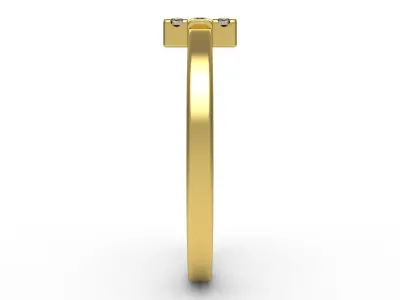 Antique Cross With Round Diamond Ring 3D print model