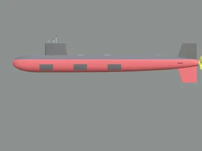Military Nuclear Submarine Low-poly 3D model