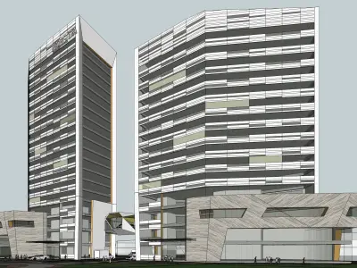 Sketchup Commercial Hotel Office Complex R2 3D model