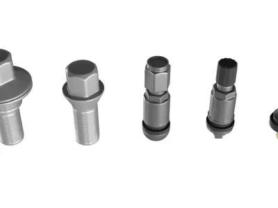 Valve Stem and Bolts Low-poly 3D model