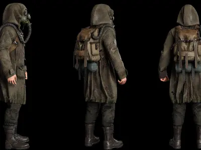 Post apocalyptic survivor 2 Game ready low poly character Low-poly 3D model