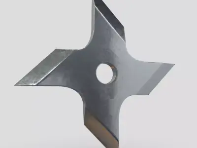 Shuriken 2 metal star with hole in middle Low-poly 3D model