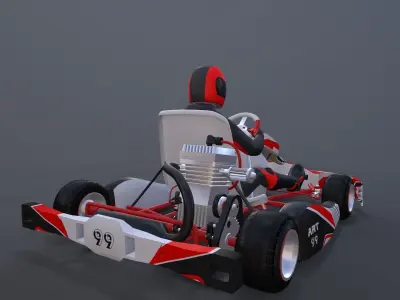 4LowPolyKartsWithPlayerPack 2 go kart Low-poly 3D model