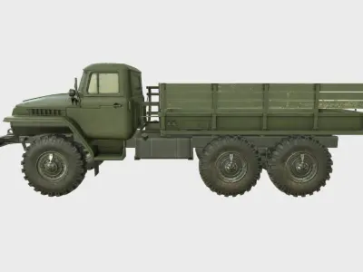 Ural 375 Truck Low-poly 3D model