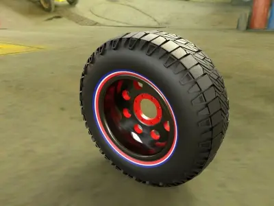 LSMW-0111 Military Truck Wheel Low-poly 3D model 3D model
