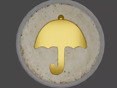 Squid game umbrella candy with golden umbrella 3D model