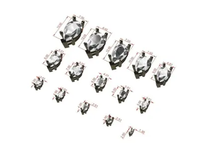 Head - bezel  Pear 2 stone 15 part S00005 3D print model